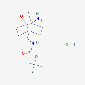 molecular formula C13H25ClN2O3 B2848592 Tert-butyl N-[(4-amino-2-oxabicyclo[2.2.2]octan-1-yl)methyl]carbamate;hydrochloride CAS No. 2248271-12-5