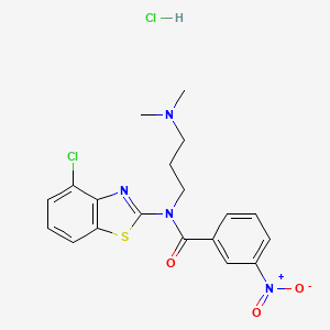 molecular formula C19H20Cl2N4O3S B2848595 N-(4-chlorobenzo[d]thiazol-2-yl)-N-(3-(dimethylamino)propyl)-3-nitrobenzamide hydrochloride CAS No. 1215608-13-1