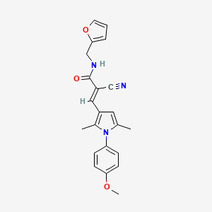 molecular formula C22H21N3O3 B2848599 2-Cyano-N-furan-2-ylmethyl-3-[1-(4-methoxy-phenyl)-2,5-dimethyl-1H-pyrrol-3-yl]-acrylamide CAS No. 1164553-59-6