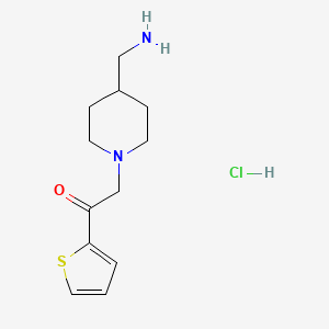 molecular formula C12H19ClN2OS B2848606 2-(4-(Aminomethyl)piperidin-1-yl)-1-(thiophen-2-yl)ethanone hydrochloride CAS No. 1353954-82-1