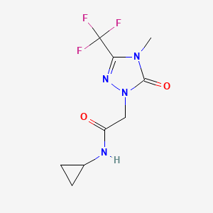 molecular formula C9H11F3N4O2 B2848610 N-cyclopropyl-2-(4-methyl-5-oxo-3-(trifluoromethyl)-4,5-dihydro-1H-1,2,4-triazol-1-yl)acetamide CAS No. 1421458-33-4