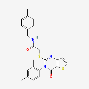 molecular formula C24H23N3O2S2 B2848612 2-{[3-(2,4-二甲基苯基)-4-氧代-3,4-二氢噻吩[3,2-d]嘧啶-2-基]硫醇基}-N-(4-甲基苄基)乙酰胺 CAS No. 1261020-54-5