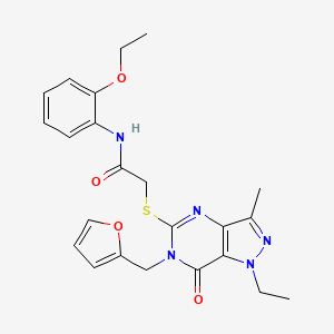 molecular formula C23H25N5O4S B2848617 N-(2-ethoxyphenyl)-2-((1-ethyl-6-(furan-2-ylmethyl)-3-methyl-7-oxo-6,7-dihydro-1H-pyrazolo[4,3-d]pyrimidin-5-yl)thio)acetamide CAS No. 1359311-60-6