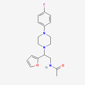 molecular formula C18H22FN3O2 B2848631 N-(2-(4-(4-氟苯基)哌嗪-1-基)-2-(呋喃-2-基)乙基)乙酰胺 CAS No. 877632-59-2