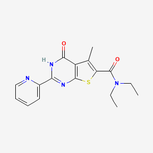 molecular formula C17H18N4O2S B2848648 N,N-diethyl-5-methyl-4-oxo-2-pyridin-2-yl-3H-thieno[2,3-d]pyrimidine-6-carboxamide CAS No. 745035-26-1