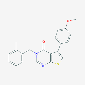 molecular formula C21H18N2O2S B284865 5-(4-methoxyphenyl)-3-(2-methylbenzyl)thieno[2,3-d]pyrimidin-4(3H)-one 