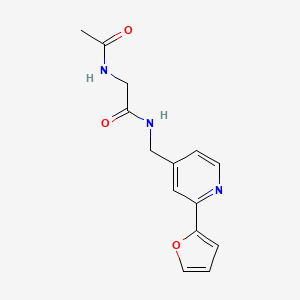 molecular formula C14H15N3O3 B2848654 2-acetamido-N-((2-(furan-2-yl)pyridin-4-yl)methyl)acetamide CAS No. 2034593-80-9