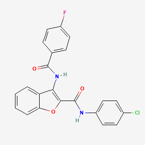 molecular formula C22H14ClFN2O3 B2848656 N-(4-chlorophenyl)-3-(4-fluorobenzamido)benzofuran-2-carboxamide CAS No. 887893-54-1