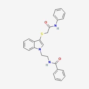 molecular formula C25H23N3O2S B2848658 N-(2-(3-((2-oxo-2-(phenylamino)ethyl)thio)-1H-indol-1-yl)ethyl)benzamide CAS No. 532969-65-6