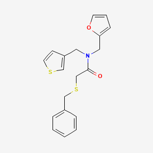 molecular formula C19H19NO2S2 B2848662 2-(benzylthio)-N-(furan-2-ylmethyl)-N-(thiophen-3-ylmethyl)acetamide CAS No. 1219906-89-4