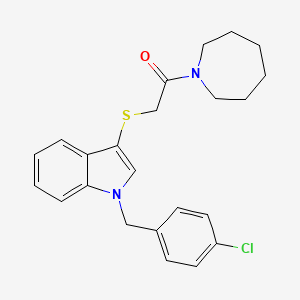 molecular formula C23H25ClN2OS B2848664 1-(Azepan-1-yl)-2-[1-[(4-chlorophenyl)methyl]indol-3-yl]sulfanylethanone CAS No. 450349-38-9