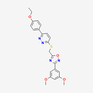 molecular formula C23H22N4O4S B2848670 3-({[3-(3,5-Dimethoxyphenyl)-1,2,4-oxadiazol-5-yl]methyl}sulfanyl)-6-(4-ethoxyphenyl)pyridazine CAS No. 1111290-68-6