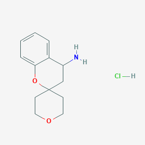 molecular formula C13H18ClNO2 B2848673 3,4-Dihydrospiro[1-benzopyran-2,4'-oxane]-4-amine hydrochloride CAS No. 2094153-64-5