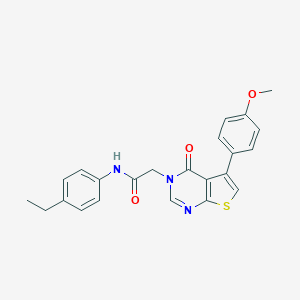 molecular formula C23H21N3O3S B284868 N-(4-ethylphenyl)-2-(5-(4-methoxyphenyl)-4-oxothieno[2,3-d]pyrimidin-3(4H)-yl)acetamide 