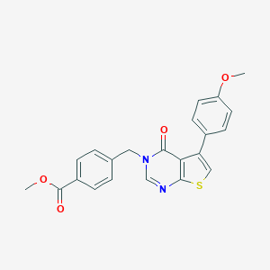 molecular formula C22H18N2O4S B284869 methyl 4-[(5-(4-methoxyphenyl)-4-oxothieno[2,3-d]pyrimidin-3(4H)-yl)methyl]benzoate 