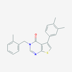 molecular formula C22H20N2OS B284870 5-(3,4-dimethylphenyl)-3-(2-methylbenzyl)thieno[2,3-d]pyrimidin-4(3H)-one 