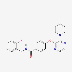 molecular formula C24H25FN4O2 B2848702 N-(4-fluorophenyl)-4-[6-(3-methoxyphenoxy)pyrimidin-4-yl]benzamide CAS No. 1185027-93-3