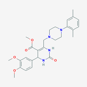 molecular formula C27H34N4O5 B2848710 甲基 4-(3,4-二甲氧基苯基)-6-{[4-(2,5-二甲基苯基)哌嗪-1-基]甲基}-2-氧代-1,2,3,4-四氢嘧啶-5-羧酸酯 CAS No. 1252821-34-3