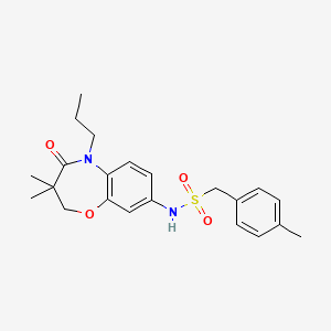 molecular formula C22H28N2O4S B2848715 N-(3,3-二甲基-4-氧代-5-丙基-2,3,4,5-四氢苯并[b][1,4]噁唑-8-基)-1-(对甲苯基)甲烷磺酰胺 CAS No. 921992-79-2