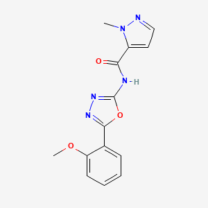 molecular formula C14H13N5O3 B2848721 N-(5-(2-methoxyphenyl)-1,3,4-oxadiazol-2-yl)-1-methyl-1H-pyrazole-5-carboxamide CAS No. 1173038-62-4