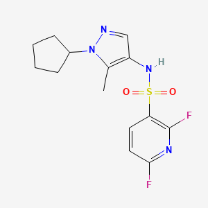 molecular formula C14H16F2N4O2S B2848727 N-(1-cyclopentyl-5-methyl-1H-pyrazol-4-yl)-2,6-difluoropyridine-3-sulfonamide CAS No. 2094387-68-3