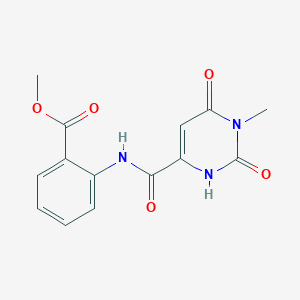 molecular formula C14H13N3O5 B2848732 Methyl 2-{[(6-hydroxy-1-methyl-2-oxo-1,2-dihydro-4-pyrimidinyl)carbonyl]amino}benzenecarboxylate CAS No. 861208-57-3