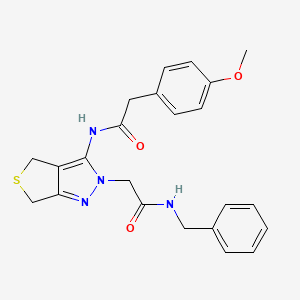 molecular formula C23H24N4O3S B2848734 N-benzyl-2-(3-(2-(4-methoxyphenyl)acetamido)-4,6-dihydro-2H-thieno[3,4-c]pyrazol-2-yl)acetamide CAS No. 1105249-41-9