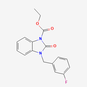 molecular formula C17H15FN2O3 B2848740 ethyl 3-(3-fluorobenzyl)-2-oxo-2,3-dihydro-1H-1,3-benzimidazole-1-carboxylate CAS No. 339013-55-7