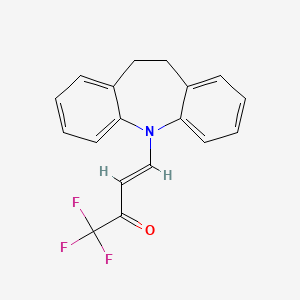 molecular formula C18H14F3NO B2848741 (E)-4-(5,6-dihydrobenzo[b][1]benzazepin-11-yl)-1,1,1-trifluorobut-3-en-2-one CAS No. 478047-03-9
