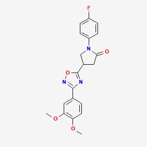 molecular formula C20H18FN3O4 B2848749 4-[3-(3,4-Dimethoxyphenyl)-1,2,4-oxadiazol-5-yl]-1-(4-fluorophenyl)-2-pyrrolidinone CAS No. 941891-72-1