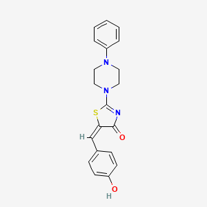 molecular formula C20H19N3O2S B2848755 (E)-5-(4-hydroxybenzylidene)-2-(4-phenylpiperazin-1-yl)thiazol-4(5H)-one CAS No. 1253795-62-8