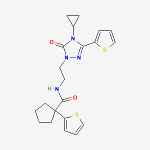 N-(2-(4-cyclopropyl-5-oxo-3-(thiophen-2-yl)-4,5-dihydro-1H-1,2,4-triazol-1-yl)ethyl)-1-(thiophen-2-yl)cyclopentanecarboxamide