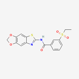 molecular formula C17H14N2O5S2 B2848766 N-([1,3]dioxolo[4,5-f][1,3]benzothiazol-6-yl)-3-ethylsulfonylbenzamide CAS No. 886926-38-1