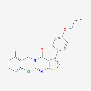 molecular formula C22H18ClFN2O2S B284877 3-(2-chloro-6-fluorobenzyl)-5-(4-propoxyphenyl)thieno[2,3-d]pyrimidin-4(3H)-one 