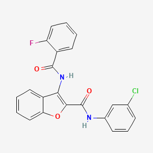 molecular formula C22H14ClFN2O3 B2848771 N-(3-chlorophenyl)-3-(2-fluorobenzamido)benzofuran-2-carboxamide CAS No. 888435-14-1