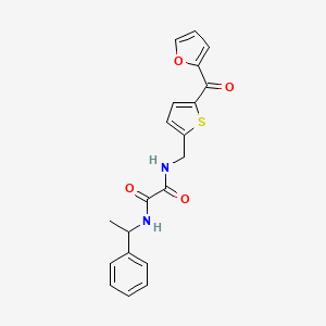 molecular formula C20H18N2O4S B2848772 N1-((5-(furan-2-carbonyl)thiophen-2-yl)methyl)-N2-(1-phenylethyl)oxalamide CAS No. 1797141-21-9