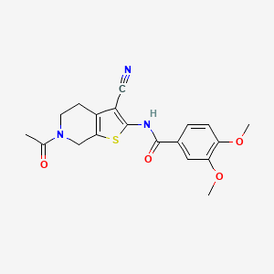 molecular formula C19H19N3O4S B2848778 N-(6-acetyl-3-cyano-4,5,6,7-tetrahydrothieno[2,3-c]pyridin-2-yl)-3,4-dimethoxybenzamide CAS No. 864858-62-8