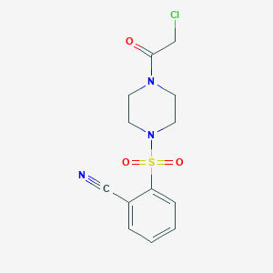 molecular formula C13H14ClN3O3S B2848785 2-{[4-(2-氯乙酰)哌嗪-1-基]磺酰基}苯甲腈 CAS No. 877964-74-4