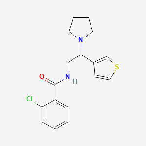 molecular formula C17H19ClN2OS B2848789 2-氯-N-(2-吡咯啉-1-基)-2-(噻吩-3-基)乙基苯甲酰胺 CAS No. 946327-58-8