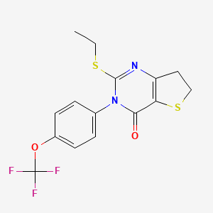 molecular formula C15H13F3N2O2S2 B2848790 2-Ethylsulfanyl-3-[4-(trifluoromethoxy)phenyl]-6,7-dihydrothieno[3,2-d]pyrimidin-4-one CAS No. 877654-29-0