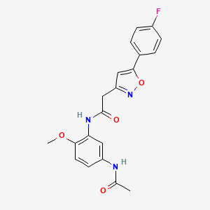 molecular formula C20H18FN3O4 B2848792 N-(5-acetamido-2-methoxyphenyl)-2-(5-(4-fluorophenyl)isoxazol-3-yl)acetamide CAS No. 953203-12-8