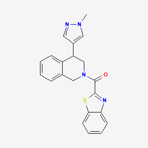 molecular formula C21H18N4OS B2848799 benzo[d]thiazol-2-yl(4-(1-methyl-1H-pyrazol-4-yl)-3,4-dihydroisoquinolin-2(1H)-yl)methanone CAS No. 2034387-08-9