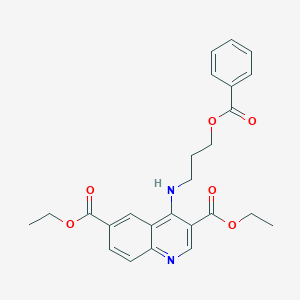 molecular formula C25H26N2O6 B284880 Diethyl 4-{[3-(benzoyloxy)propyl]amino}-3,6-quinolinedicarboxylate 