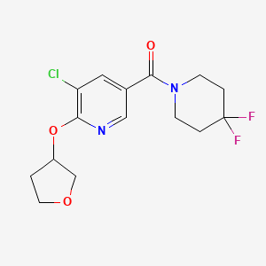 molecular formula C15H17ClF2N2O3 B2848800 (5-Chloro-6-((tetrahydrofuran-3-yl)oxy)pyridin-3-yl)(4,4-difluoropiperidin-1-yl)methanone CAS No. 1903795-91-4