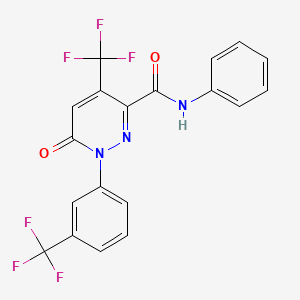 molecular formula C19H11F6N3O2 B2848802 6-oxo-N-phenyl-4-(trifluoromethyl)-1-[3-(trifluoromethyl)phenyl]pyridazine-3-carboxamide CAS No. 477854-75-4