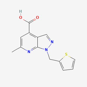 molecular formula C13H11N3O2S B2848808 6-甲基-1-(噻吩-2-基甲基)-1H-吡唑并[3,4-b]吡啶-4-羧酸 CAS No. 940271-62-5
