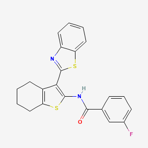 molecular formula C22H17FN2OS2 B2848813 N-[3-(1,3-苯并噻唑-2-基)-4,5,6,7-四氢-1-苯并噻吩-2-基]-3-氟苯甲酰胺 CAS No. 330201-49-5