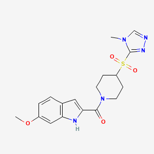 molecular formula C18H21N5O4S B2848822 (6-methoxy-1H-indol-2-yl)(4-((4-methyl-4H-1,2,4-triazol-3-yl)sulfonyl)piperidin-1-yl)methanone CAS No. 1448031-29-5