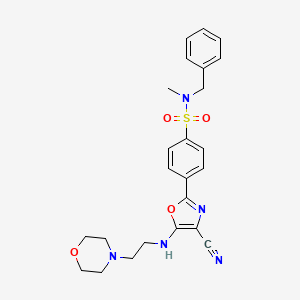 molecular formula C24H27N5O4S B2848825 N-苄基-4-(4-氰基-5-((2-吗啉基)氨基)噁唑-2-基)-N-甲基苯磺酰胺 CAS No. 941004-43-9