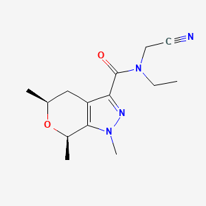 molecular formula C14H20N4O2 B2848829 (5S,7R)-N-(Cyanomethyl)-N-ethyl-1,5,7-trimethyl-5,7-dihydro-4H-pyrano[3,4-c]pyrazole-3-carboxamide CAS No. 2418596-34-4